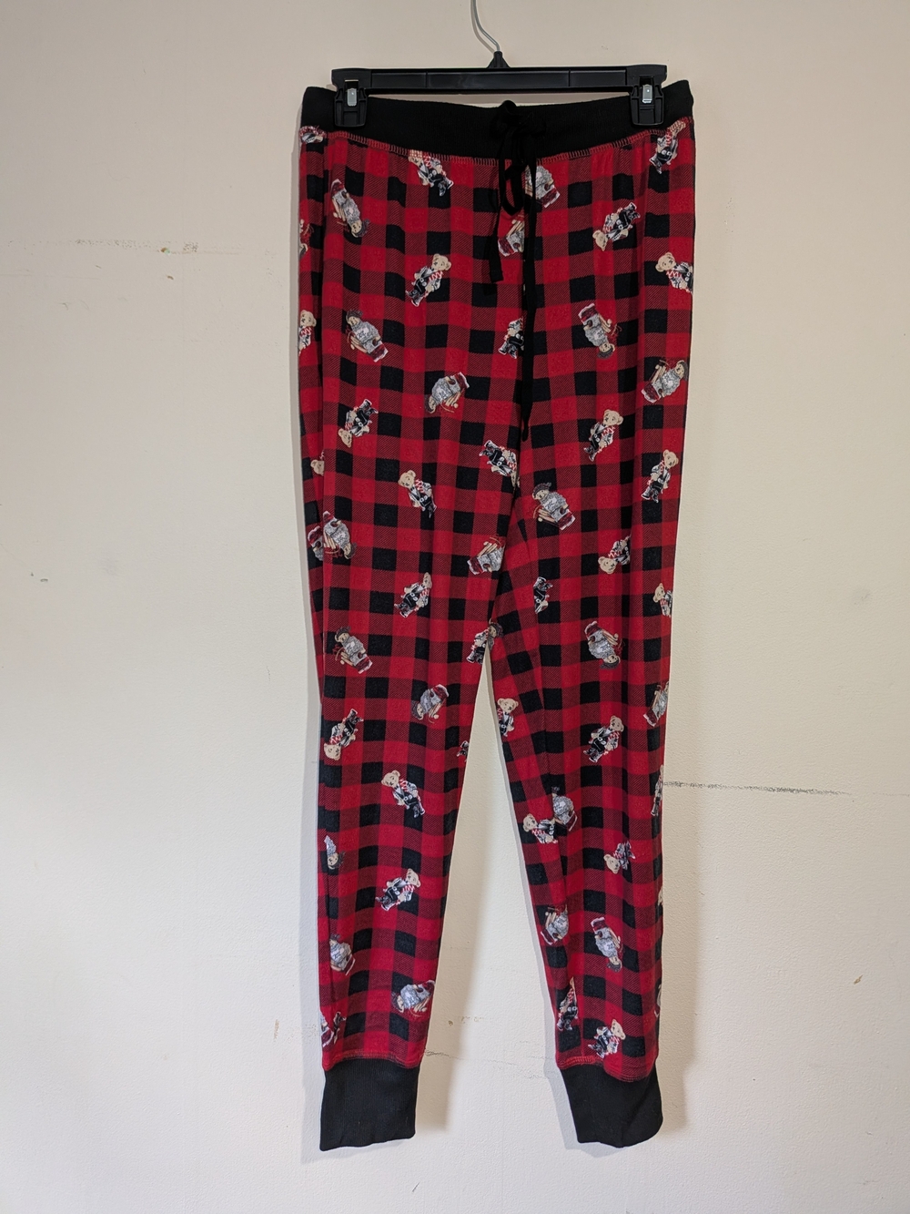 Red And Black Christmas Theme Polo Bear Sleep Jogger Pant Women